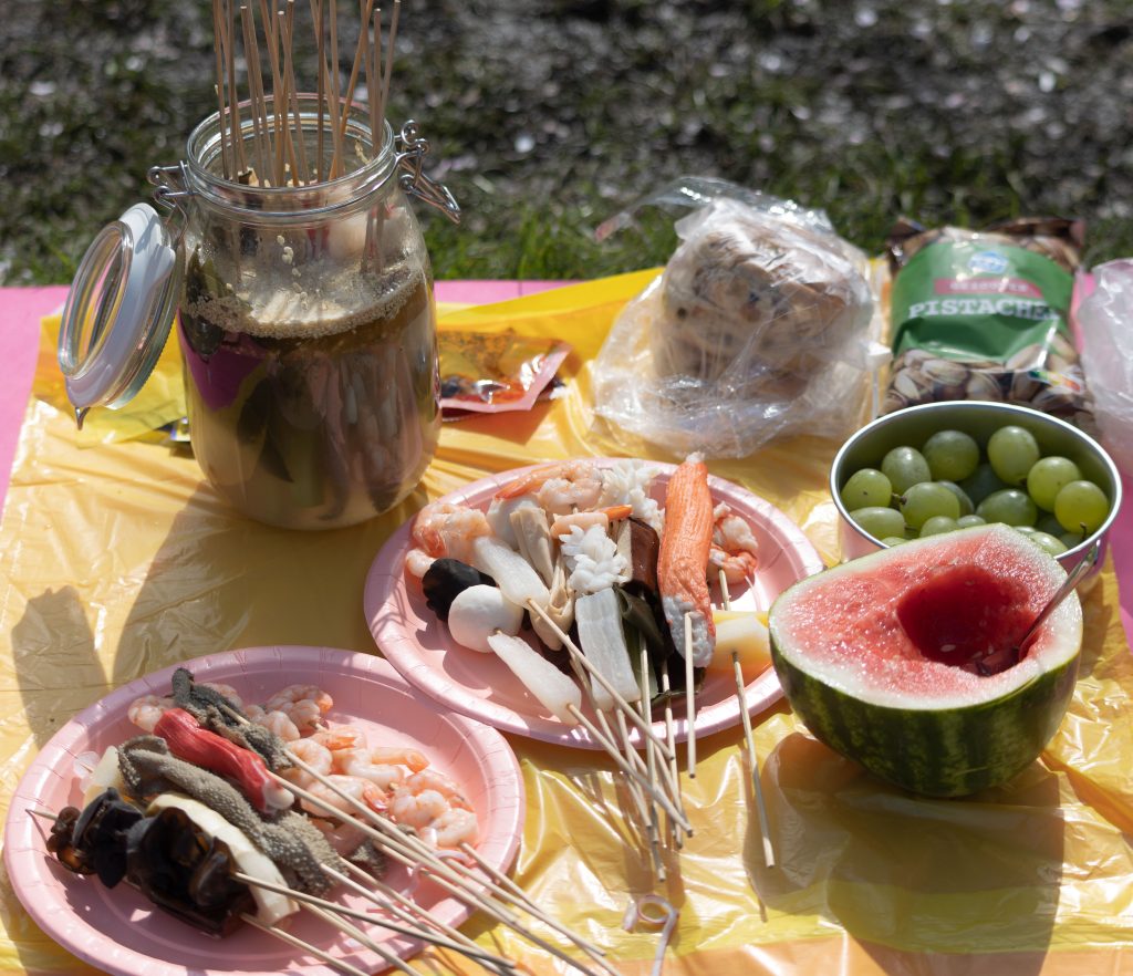 Picknick in Kersenbloesempark Amstelveen.