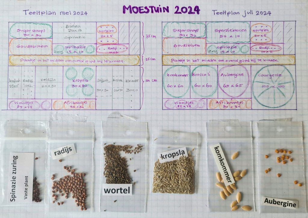 Teeltplan. Moestuinplan. Moestuin in april.