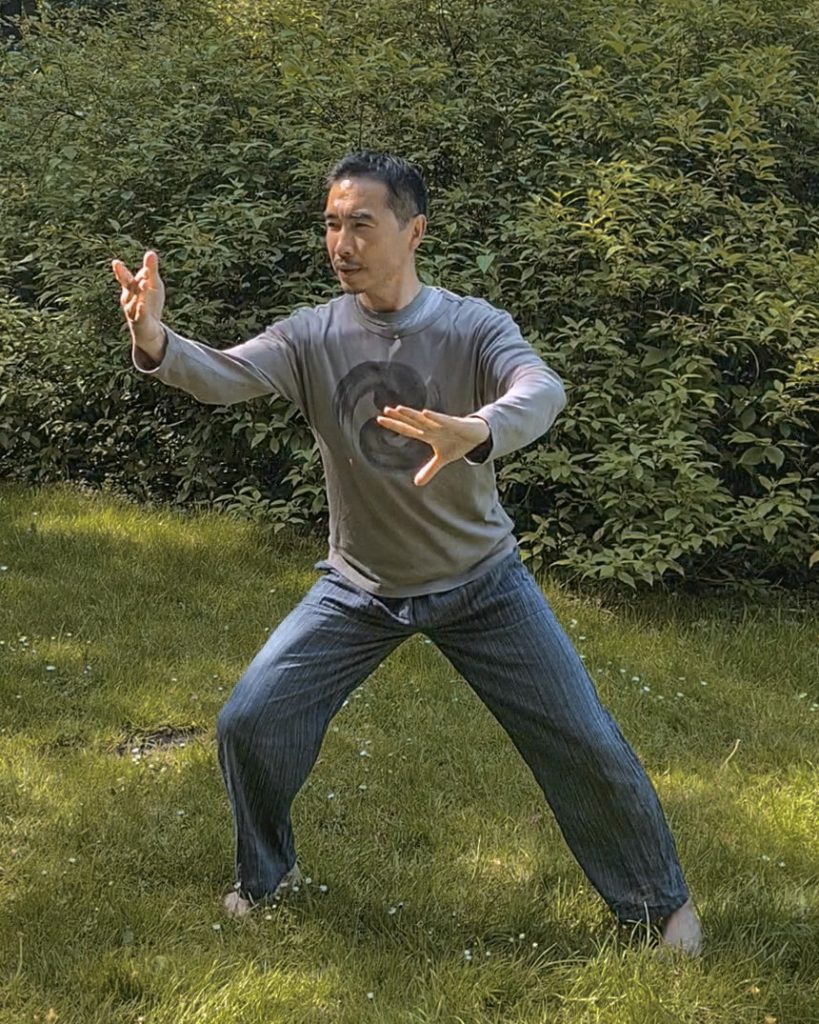 David exercises tai chi. Pushing Hands.